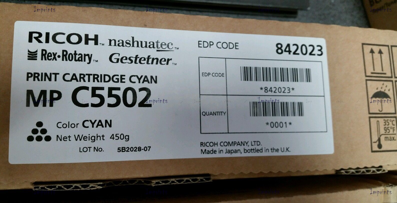 Оригинальный Ricoh Картридж Ricoh Type MP C5502E, 841758 голубой оригинальный для IMPRINTS.RU