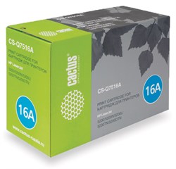 Лазерный картридж Cactus CS-Q7516A (HP 16A) черный для принтеров HP LaserJet 5200, 5200dtn, 5200tn, 5200l, 5200n, 5200lx (12'000 стр.)