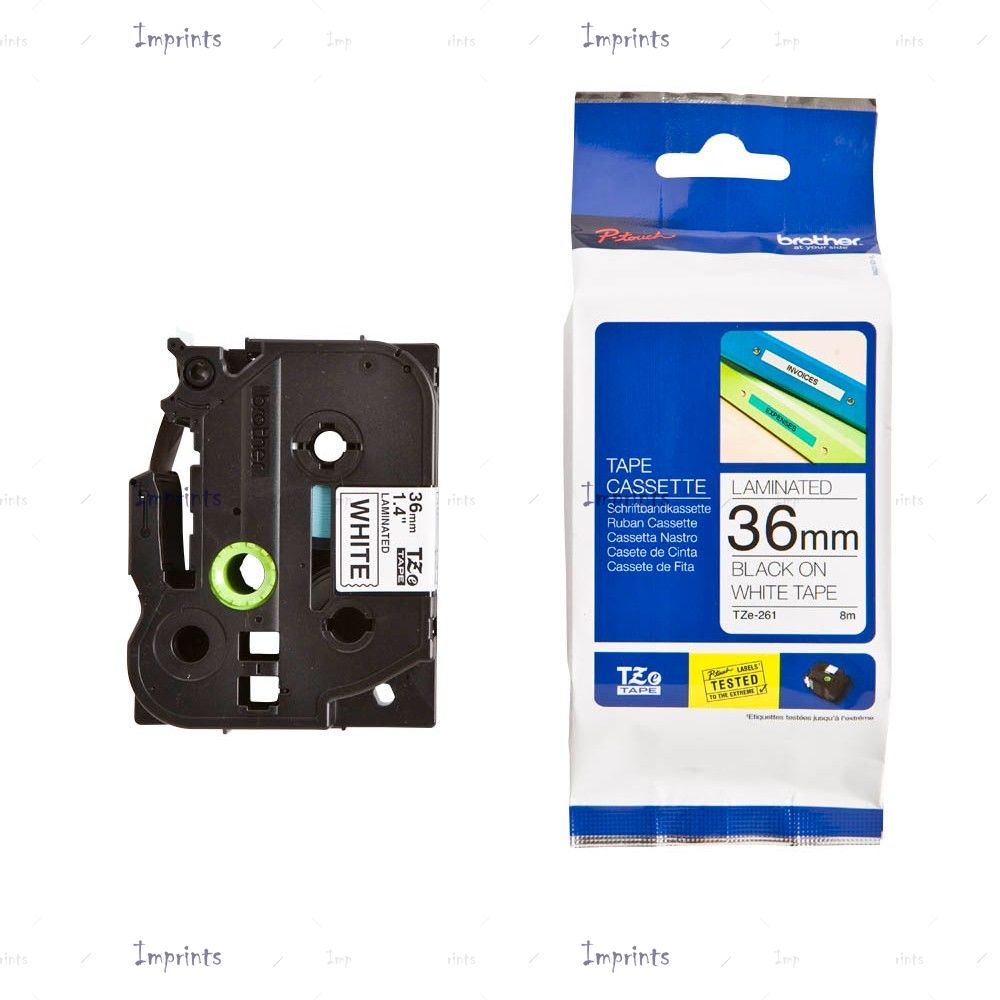 Картридж Brother TZE-261 наклейка ламинированная, 36 мм, 8 м., черный на белом фоне оригинальный
