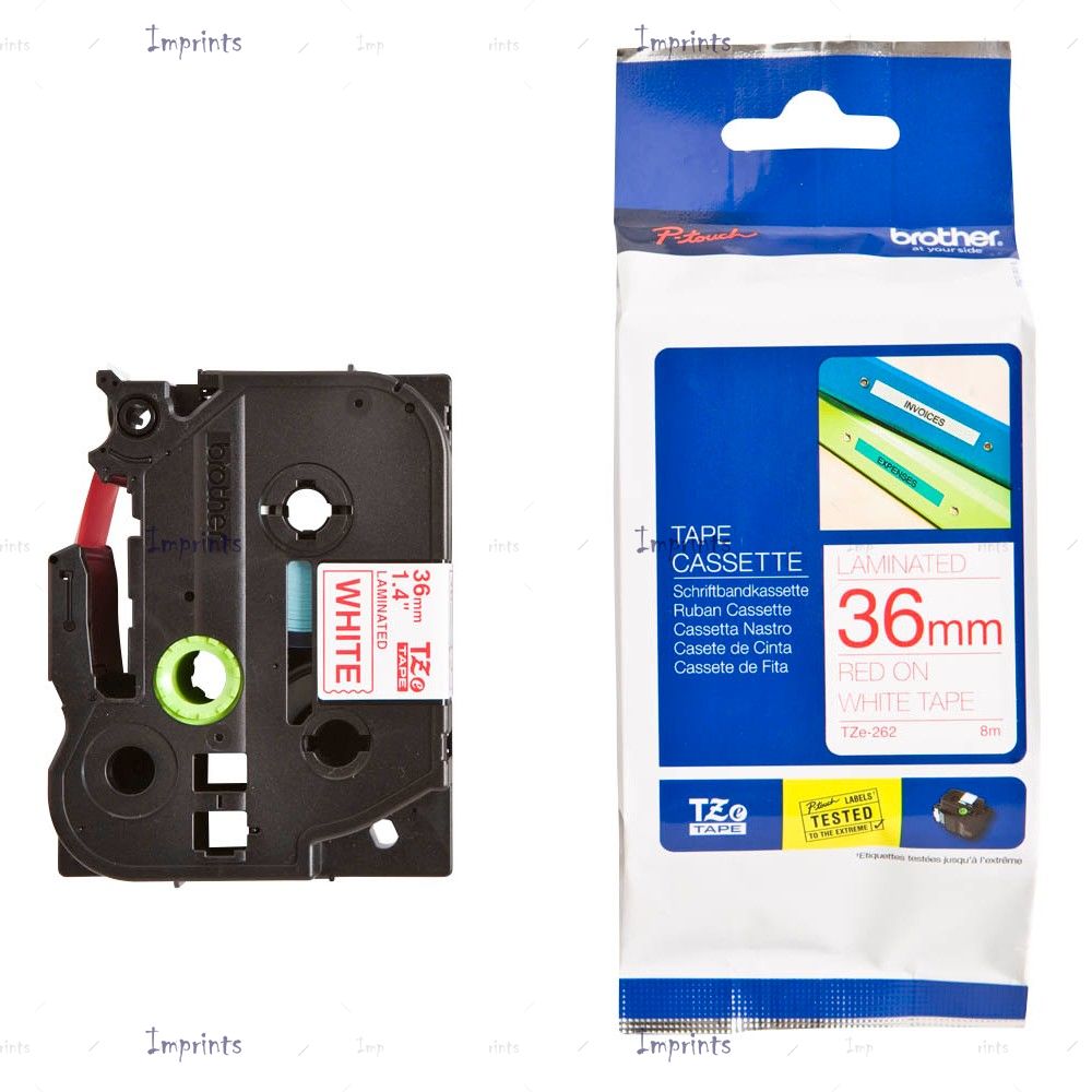Картридж Brother TZE-262 наклейка ламинированная, 36 мм, 8 м., красный на белом фоне оригинальный