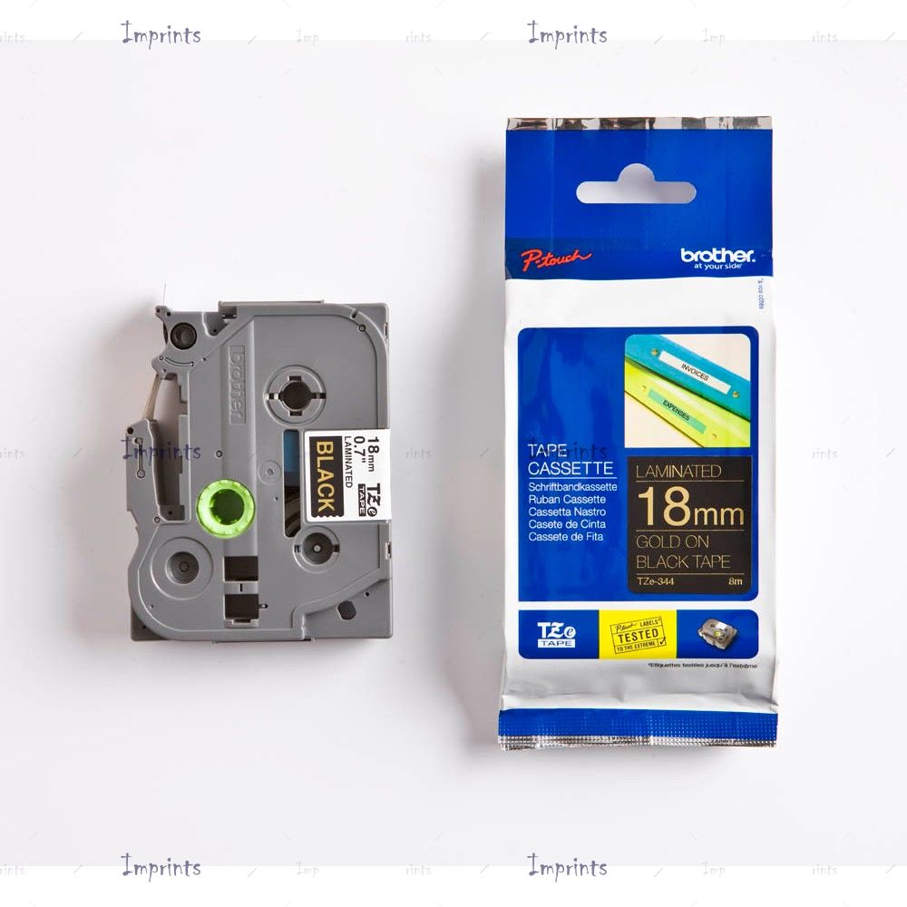 Картридж Brother TZE-334 наклейка ламинированная, 12 мм, 8 м., золотой на черном фоне оригинальный