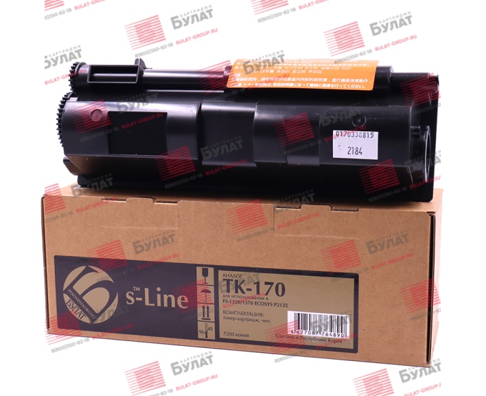 Тонер-картридж БУЛАТ s-Line TK-170 для Kyocera FS-1320d (Чёрный, 7200 стр.)