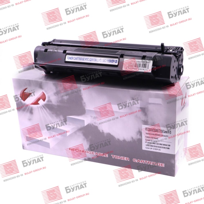 Тонер картридж 7Q Q2613X, Q2624X, C7115X, EP-25 для HP LJ 1300 и Canon LBP1210 (Чёрный, 4000 стр.), универсальный