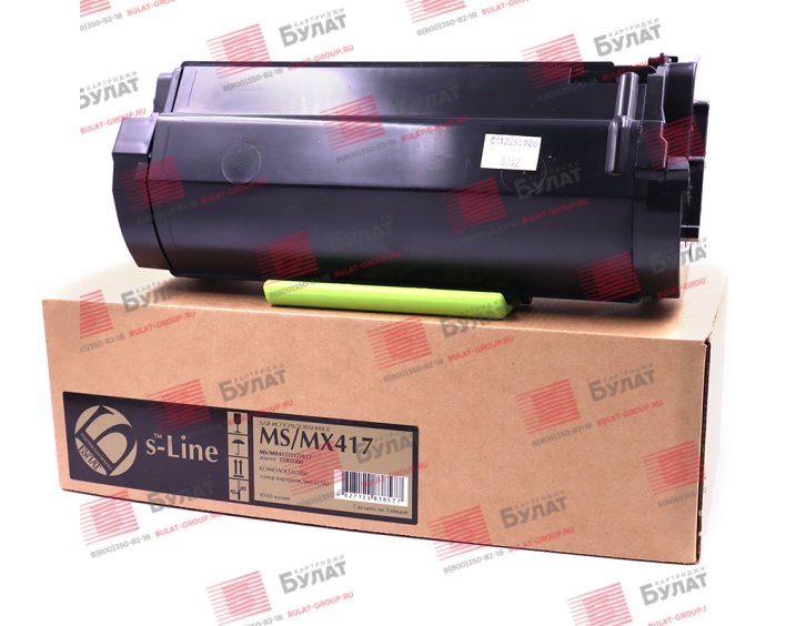 Тонер-картридж БУЛАТ s-Line 51B5H00 для Lexmark MX417, MS417 (Чёрный, 8500 стр.), чип на 2500 стр.
