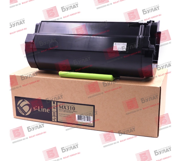 Тонер картридж БУЛАТ s-Line 60F5H00 для Lexmark MX310, MX410 (Чёрный, 10000 стр.), до версии LW73 включительно