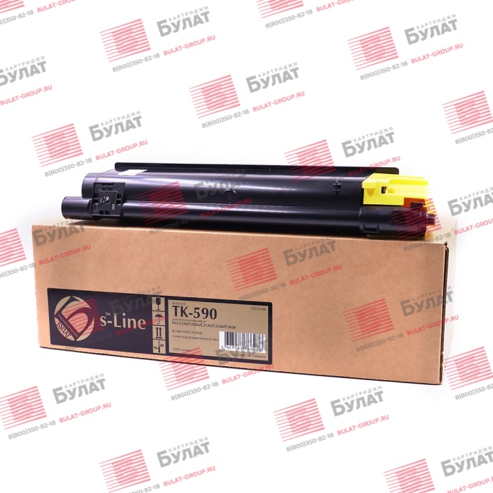 Тонер-картридж БУЛАТ s-Line TK-590Y для Kyocera FS-C2026MFP, FS-C2126MFP, FS-C2526MFP (Жёлтый, 5000 стр.)