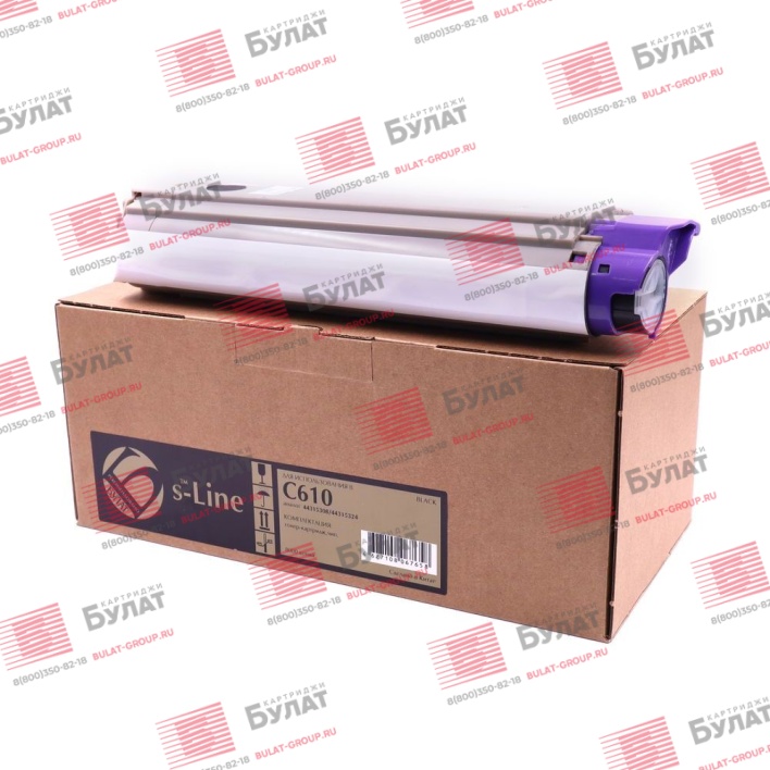 Тонер-картридж БУЛАТ s-Line 444315308, 44315324 для Oki C610 (Чёрный, 8000 стр.), универсальный
