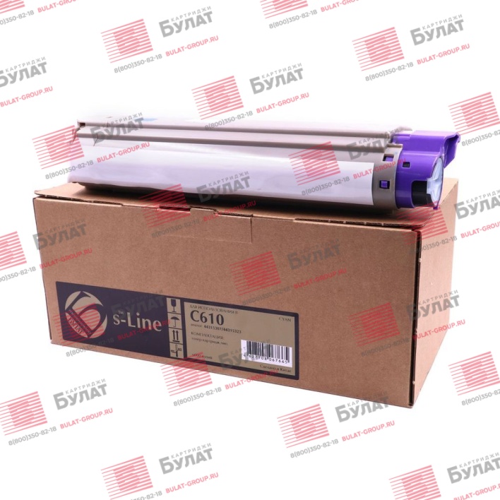 Тонер-картридж БУЛАТ s-Line 44315307, 44315303 для Oki C610 (Голубой, 6000 стр.), универсальный