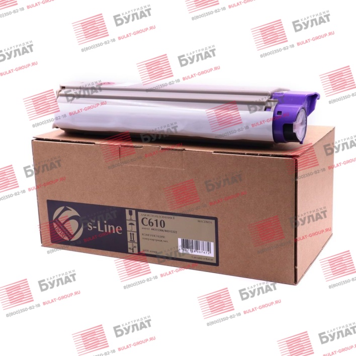 Тонер-картридж БУЛАТ s-Line 44315306, 44315322 для Oki C610 (Пурпурный, 6000 стр.), универсальный