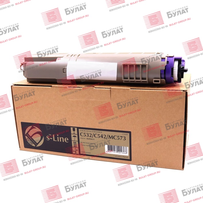 Тонер-картридж БУЛАТ s-Line 46490631 для Oki C532, MC573 (Голубой, 6000 стр.)