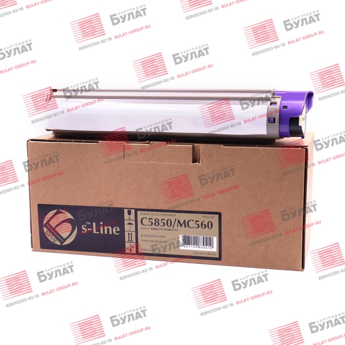 Тонер-картридж БУЛАТ s-Line 43865721, 43865741 для Oki C5850 (Жёлтый, 6000 стр.), универсальный