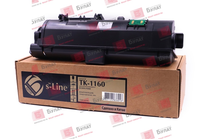 Тонер-картридж БУЛАТ s-Line TK-1160 для Kyocera ECOSYS P2040 (Чёрный, 7200 стр.)