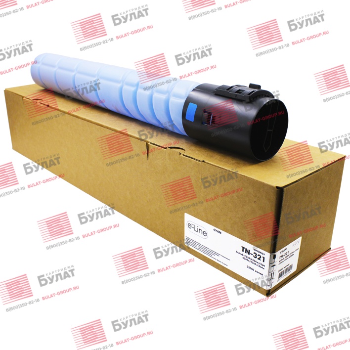 Тонер-картридж e-Line TN321C для Konica Minolta bizhub C224, bizhub C284 (Голубой, 25000 стр.)